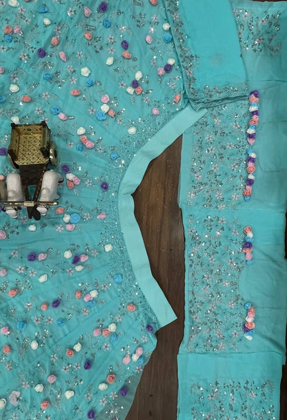 Sky Blue color georgette Lehenga For Women