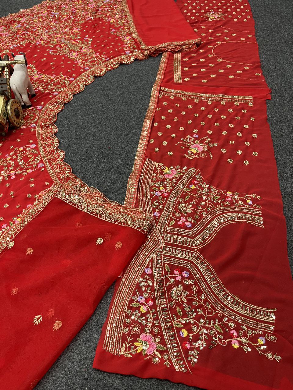 Latest Red Color Georgette Sequence Work Lehenga Choli
