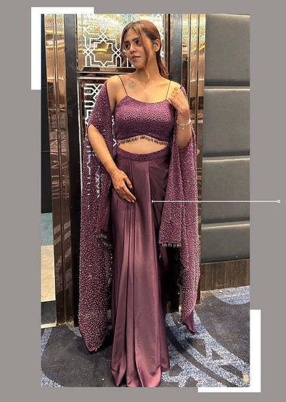 Wine Colour Indowestern Dhoti Suit With Shrug