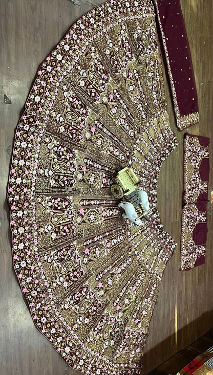Maroon georgette Lehenga For Women