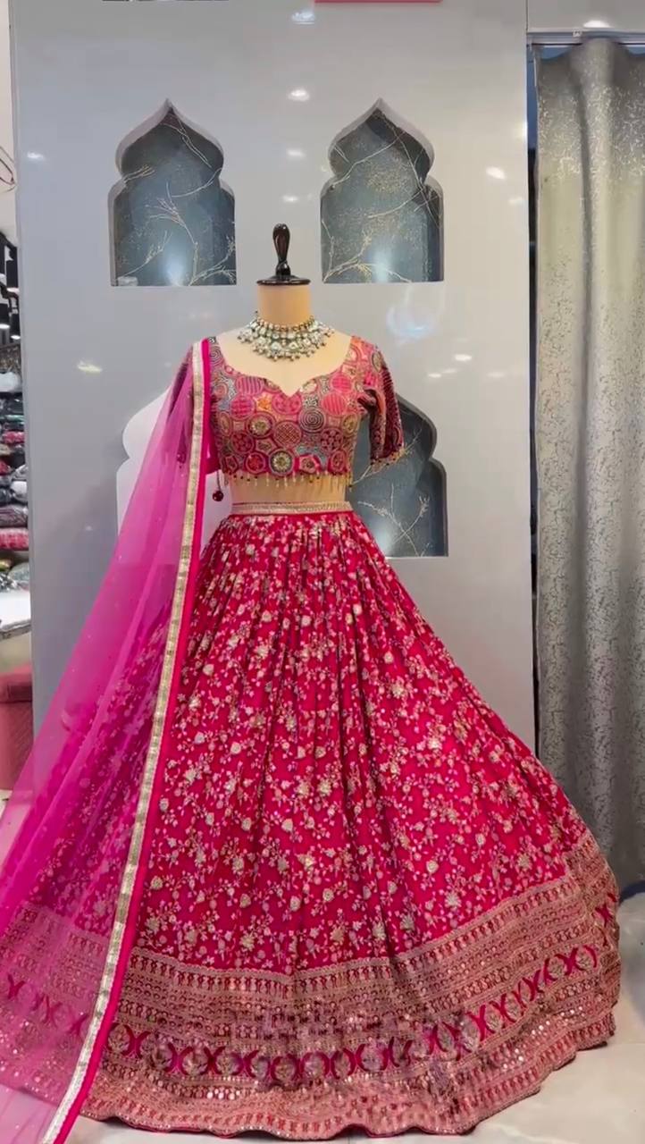 Wedding Wear Rani Pink Lehenga choli