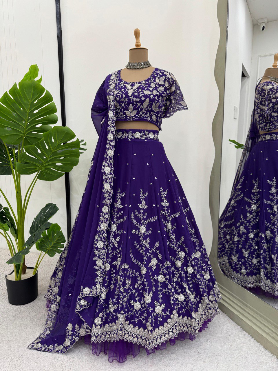 Latest Violet Color Georgette Sequence Lehenga Choli