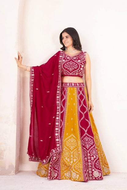 Latest Red Color Sequence Vichitra Silk Lehenga Choli