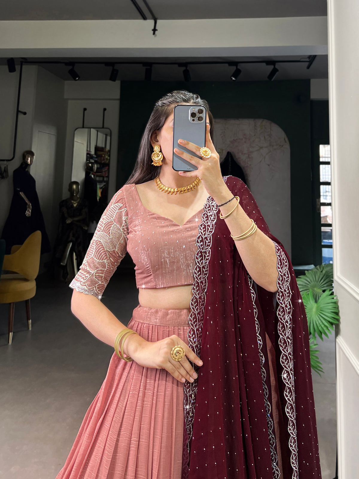 Latest Silver Glosy Sequence Work Lehenga Choli