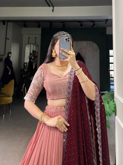 Latest Silver Glosy Sequence Work Lehenga Choli