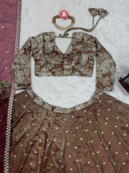 Letest Brown colour Jimmy Chu Sequnce Work Lehenga Choli