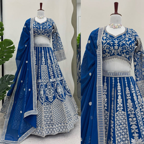 Blue Sequnce Work Georgette Lehenga Choli