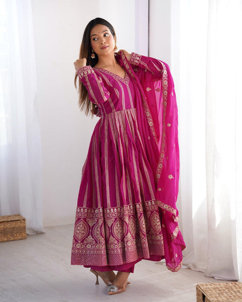 Designer Georgette Sequence Gown Set