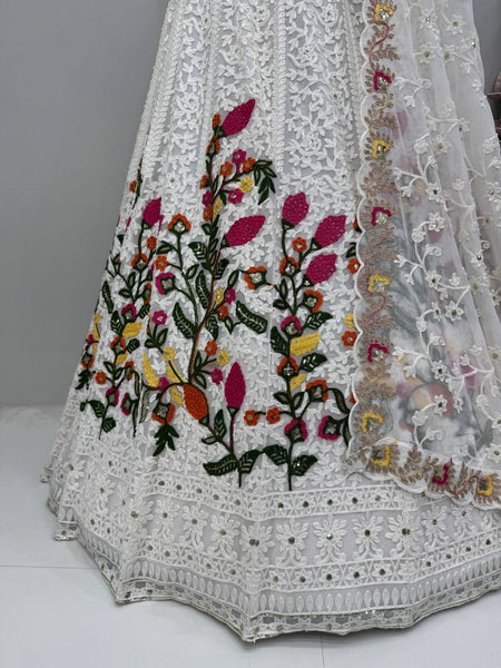 White Color Georgette Sequence Lehenga Choli