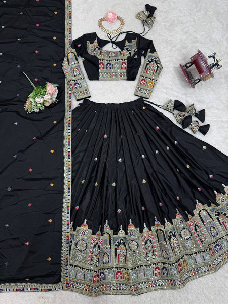 Wedding Wear Crape Silk Sequence Lehenga Choli