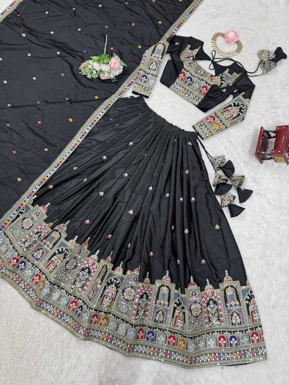 Wedding Wear Crape Silk Sequence Lehenga Choli