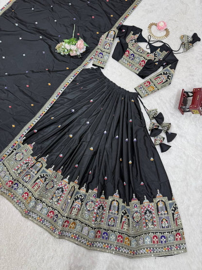 Wedding Wear Crape Silk Sequence Lehenga Choli