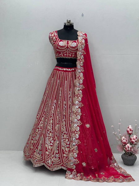 Wedding Wear Red Georgette Lehenga Choli