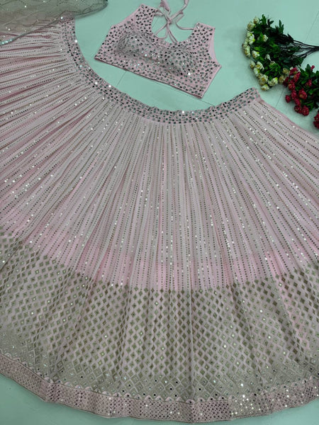 Latest Georgette Sequence Real Mirror Work Lehenga Choli