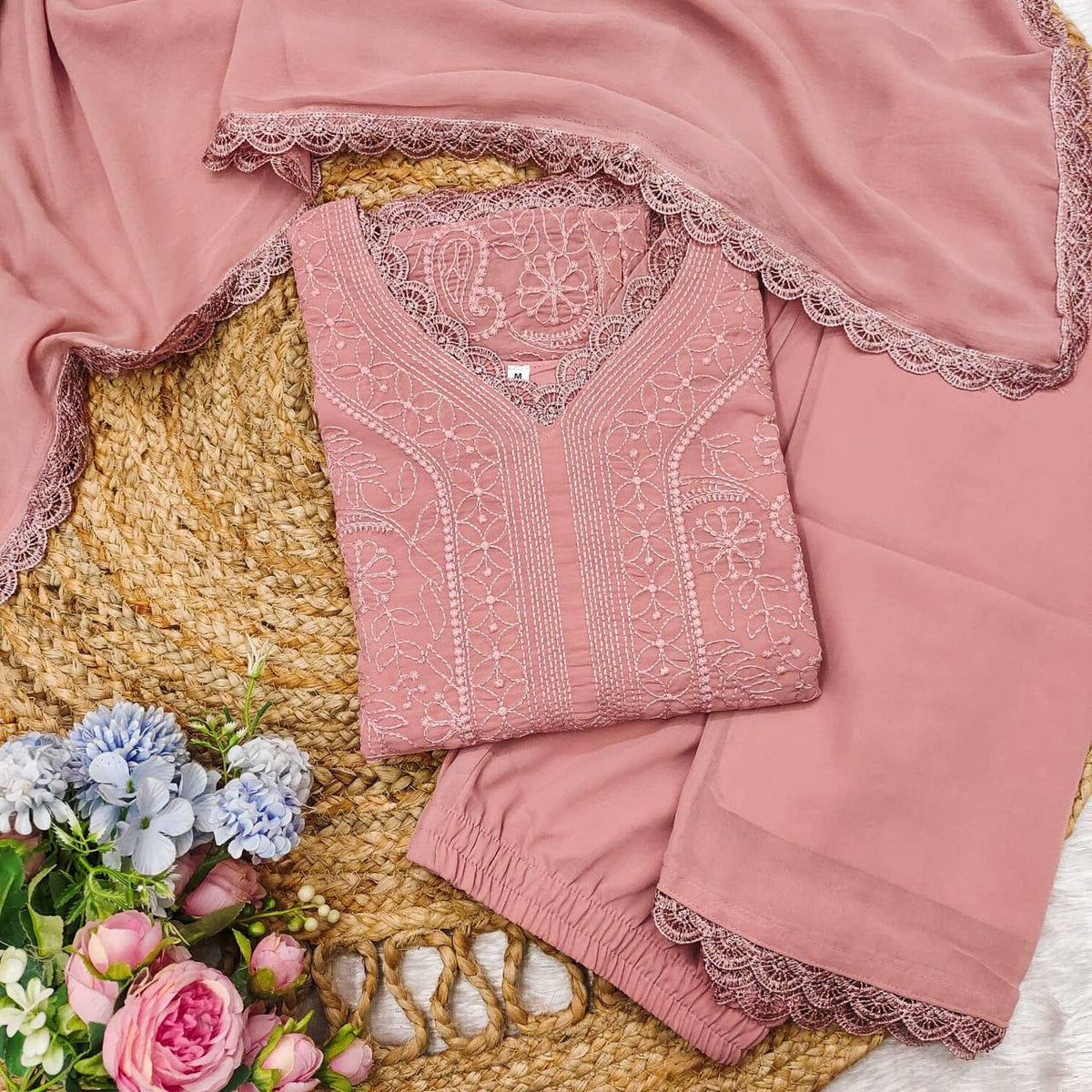 Party Wear Georgette Chikankari Embroidery Suit