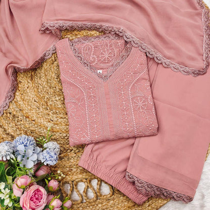Party Wear Georgette Chikankari Embroidery Suit