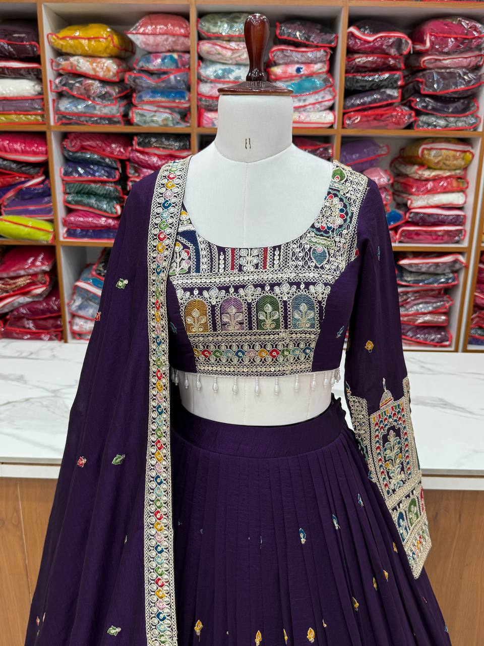 Latest Vichitra Silk Full Stitched Lehenga Choli