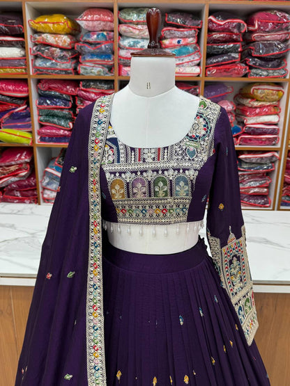 Latest Vichitra Silk Full Stitched Lehenga Choli