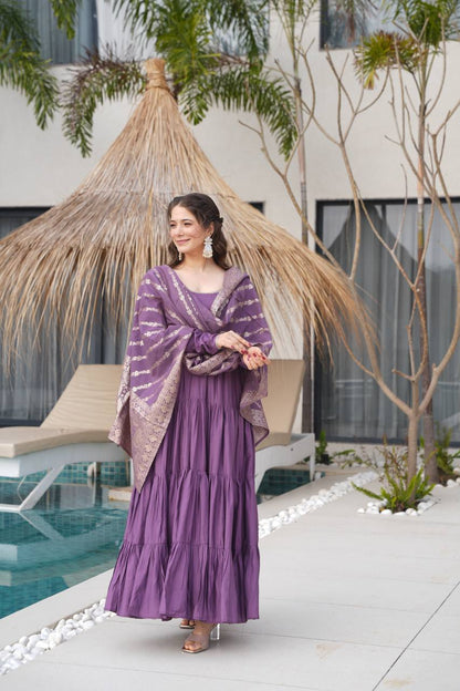 Trendy Roman Silk Chanderi Anarkali Suit