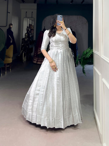 Designer Kanjivaram Zari Gown Jacket