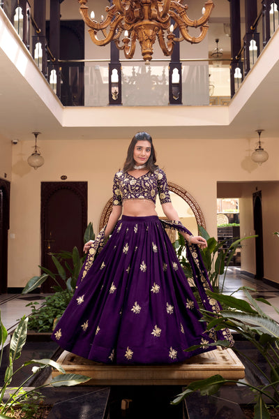Latest Purple Color Vichitra Silk Pearl Coding Lehenga Choli