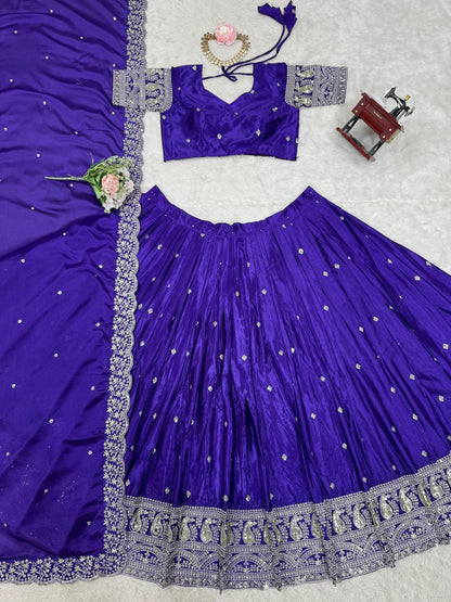 Latest Chinon SIlk Sequence Work Lehenga Choli
