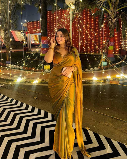 Latest Chiffon Shimmer Cut Dana Hand Work Saree Blouse