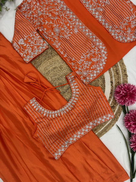 Ready to Wear Chinon SIlk Dhoti Blouse Jacket Set