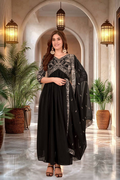 Party Wear Black Color Georgette Sequence Salwar Suit
