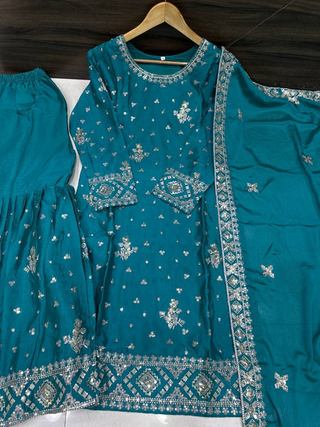 Chinon Silk Sequence Work Salwar Suit