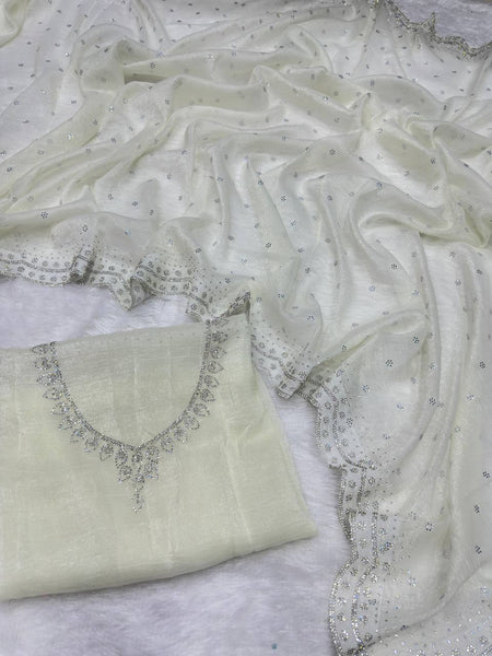 Latest Cream Diamond Crunchy Saree Blouse