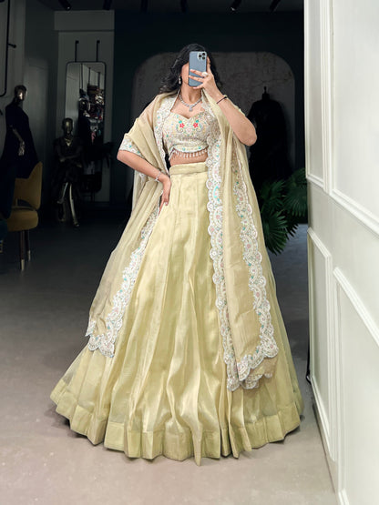 Latest Gold Crush Sequence Thread Lehenga Choli