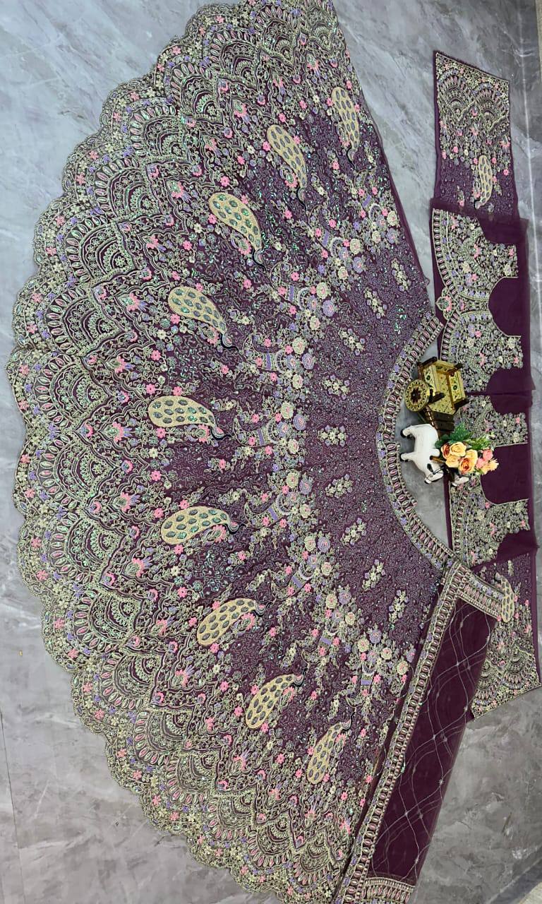Wine Color Soft Net Sequence Work Lehenga Choli