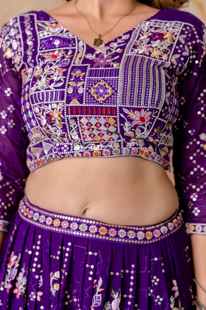 Latest Violet Color Georgette Sequence Lehenga Choli