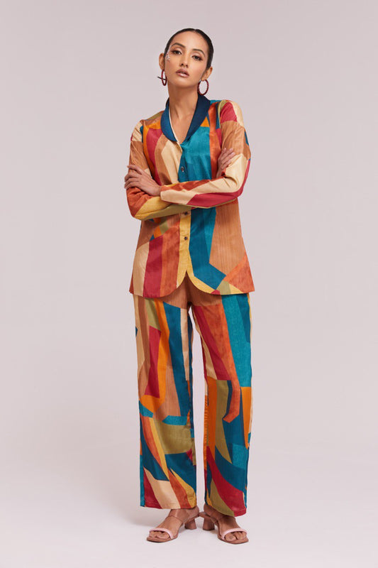 Multi Color Crape Printed Co-Ord Set