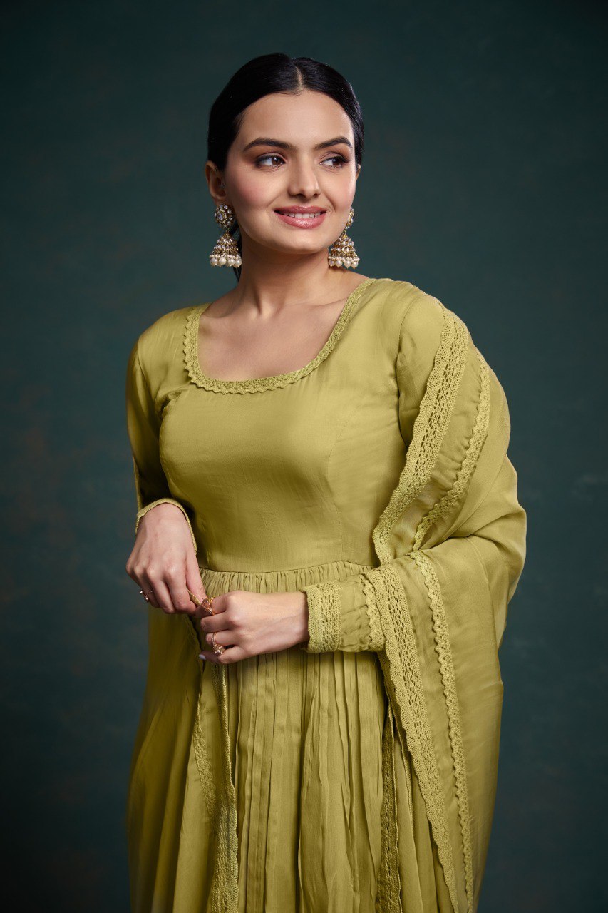 Latest Organza Lace Work Salwar Suit