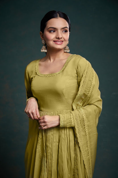 Latest Organza Lace Work Salwar Suit