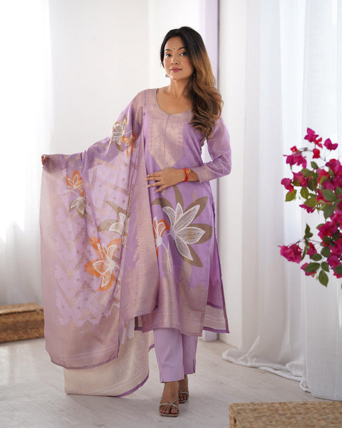 Latest Chanderi Silk Printed Top Pent Dupatta