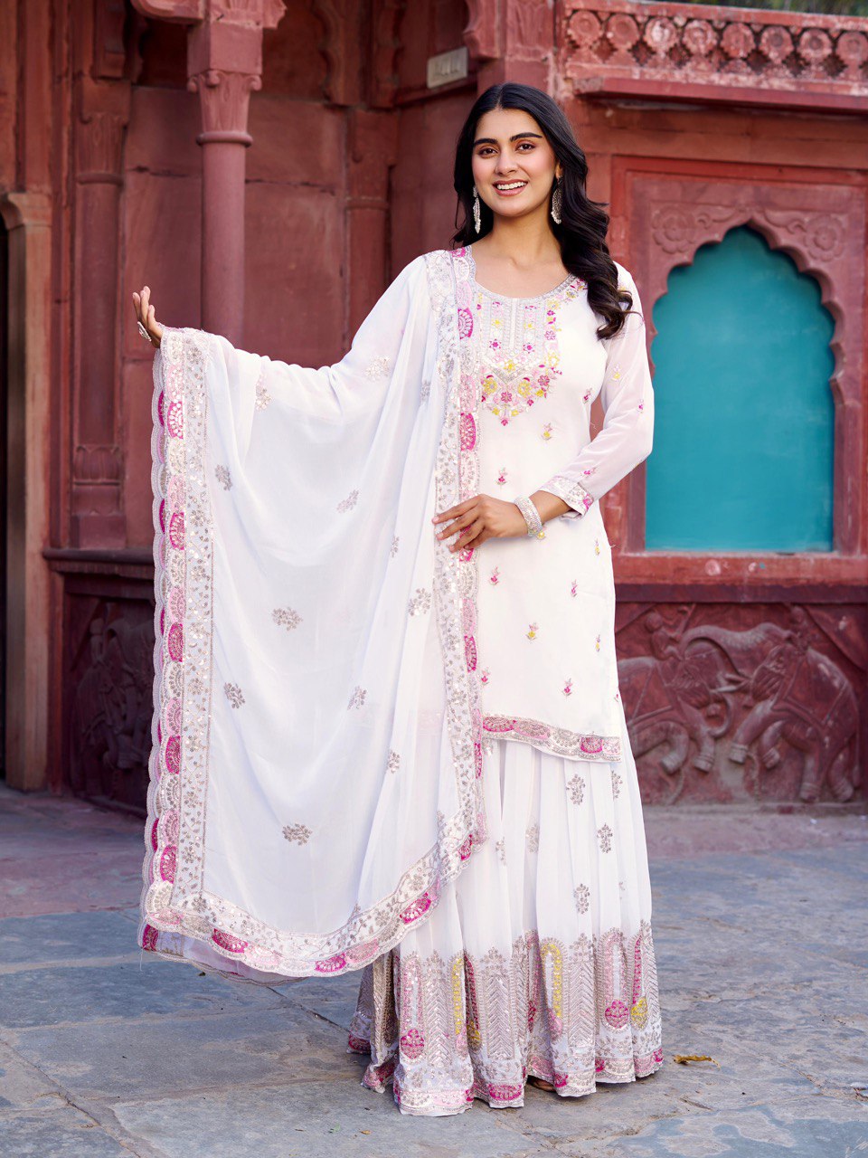 Georgette Sequence Work Sharara Suit