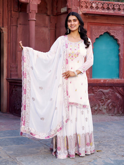 Georgette Sequence Work Sharara Suit