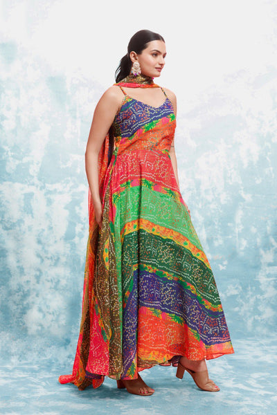 Multi Color Georgette Printed Gown