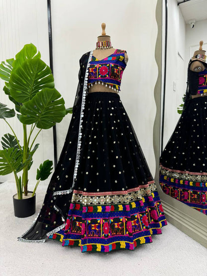 Latest Georgette Chine Stitch Kodi Work Lehenga Choli