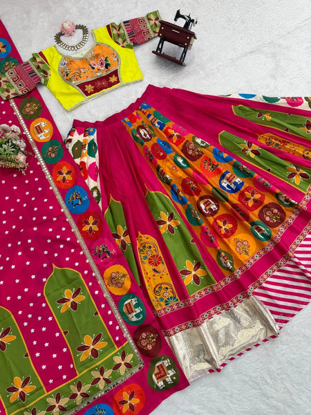 Multi Color American Crape Digital Printed Lehenga Choli