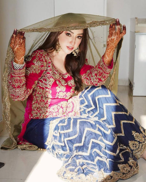 Red Color Georgette Embroidery Plazo Suit