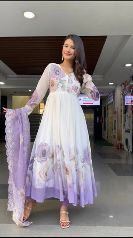 georgette anarkali sequence suit