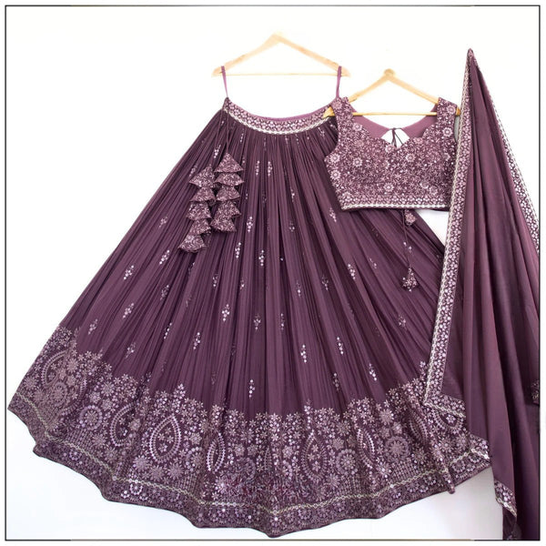 Rose Brown Color Georgette Sequence Lehenga Choli