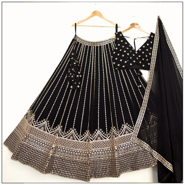 Black Color Georgette Sequence Lehenga Choli