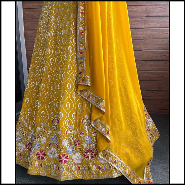 Yellow Color Georgette Sequence Lehenga Choli