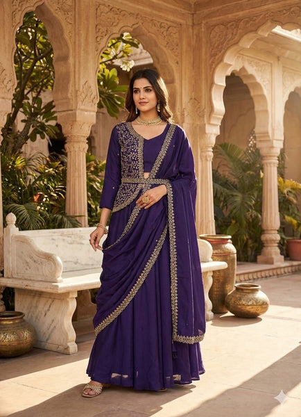 chinon silk ready to wear lehenga saree