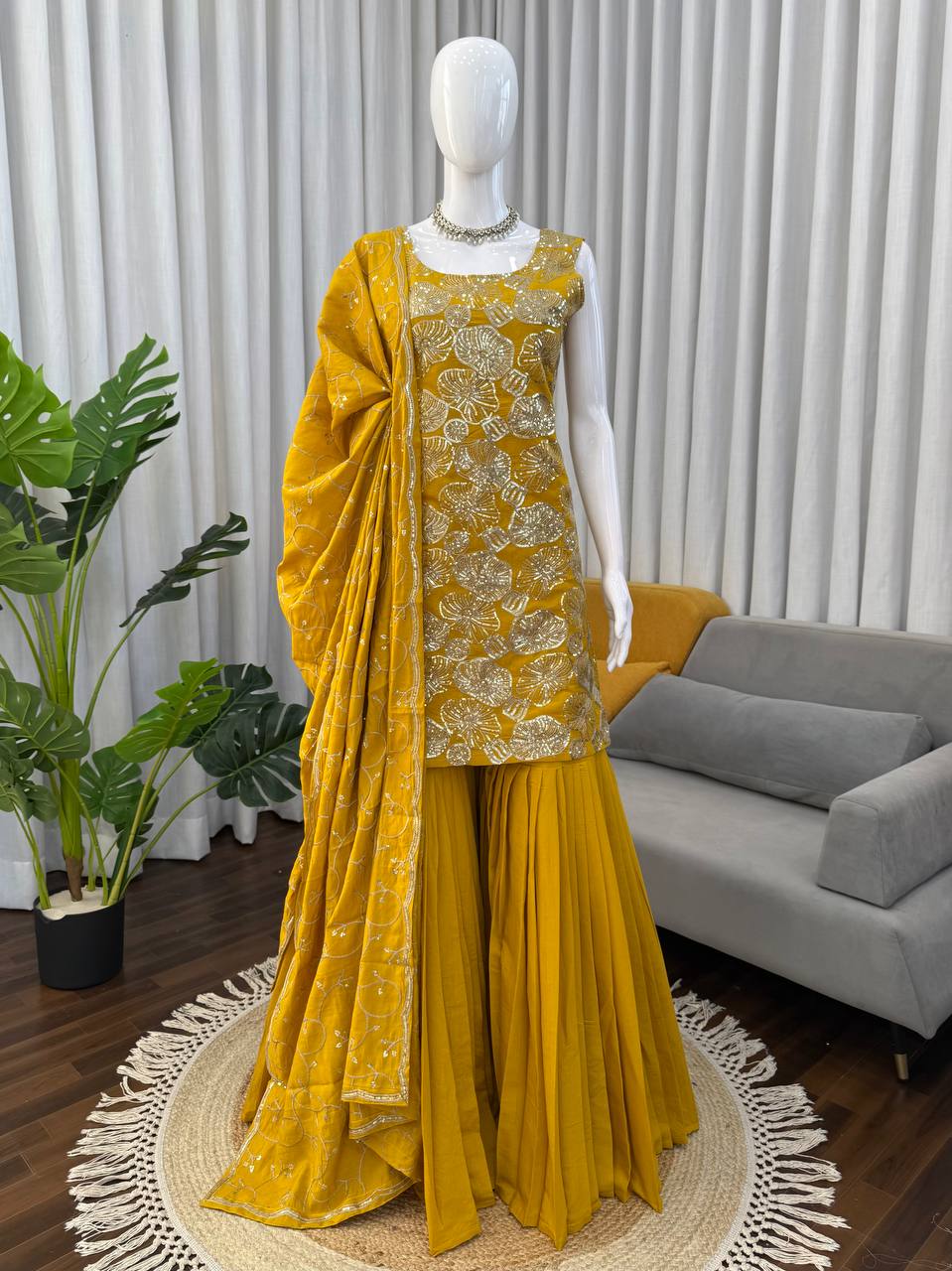 Latest Simmer Silk Kurta Sharara Dupatta